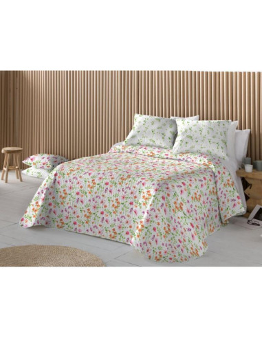 COLCHA BOUTI CAMA 150 REVERSIBLE FLORAL MULTICOLOR