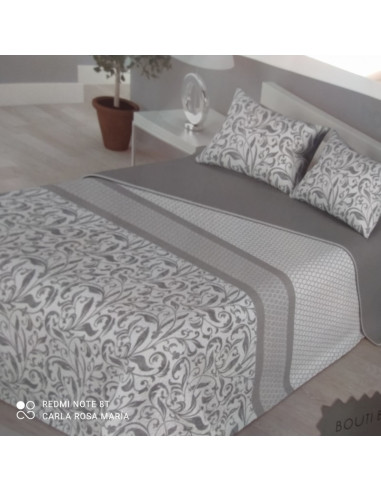 COLCHA BOUTI CAMA 150 GRIS ESTAMPADA/LISA