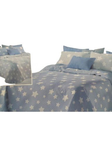 COLCHA BOUTI CAMA 90 ESTRELLAS AZUL/GRIS