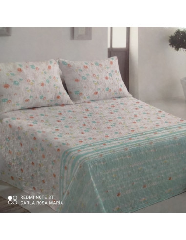 COLCHA BOUTI CAMA 135 VERDE AGUA FLORAL