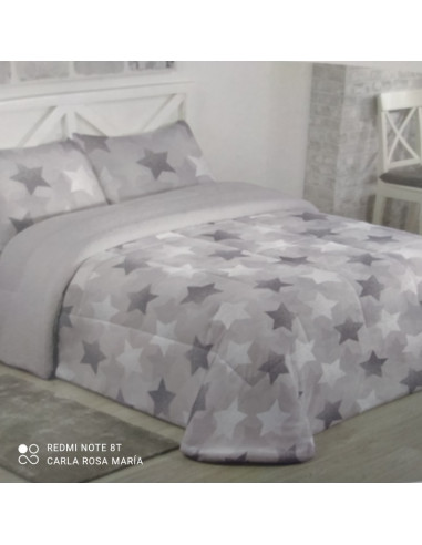 EDREDÓN SHERPA ESTRELLAS GRIS CAMA 105