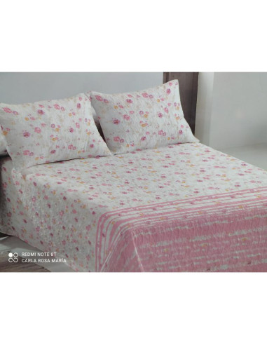 COLCHA CAMA 90 FLORAL ROSA PALO