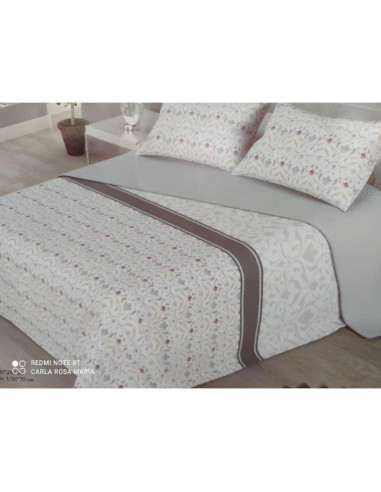 COLCHA BOUTI CAMA 90 REVERSIBLE ESTAMPADO GRIS/GRIS LISO