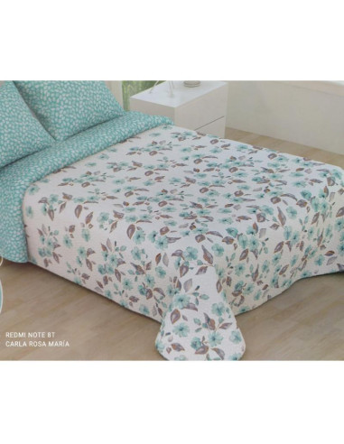 COLCHA BOUTI REVERSIBLE CAMA 90 CELESTE