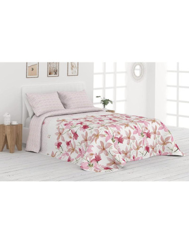 COLCHA BOUTI CAMA 150 FLOR/ONDA ROSA MORADO