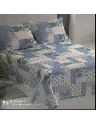 COLCHA BOUTI CAMA 135 PATCHWORK AZUL