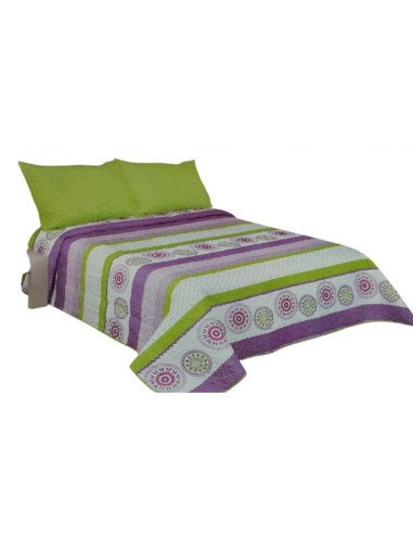 COLCHA BOUTI CAMA 135 PISTACHO/MALVA