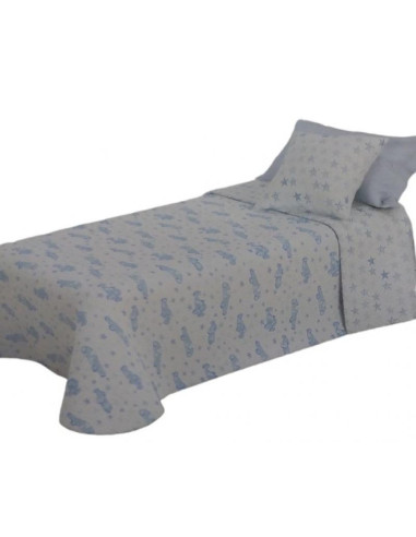 COLCHA BOUTI REVERSIBLE CAMA 105 ESTRELLAS/COCHES AZUL