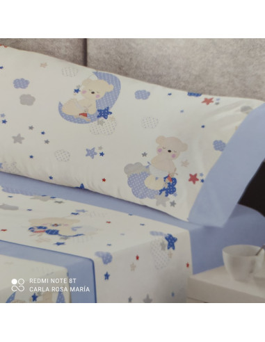 JUEGO DE SÁBANAS CAMA 105 INFANTIL OSITO LUNA