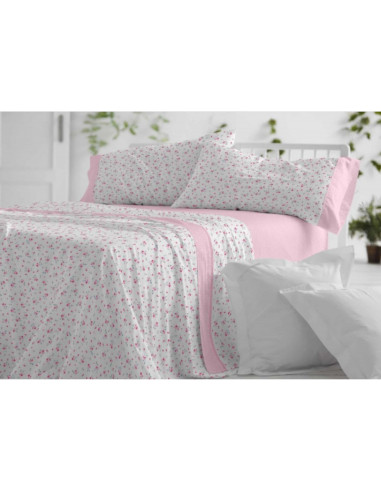 JUEGO SÁBANAS CALIDAD SUPERIOR CAMA 135 ROSA