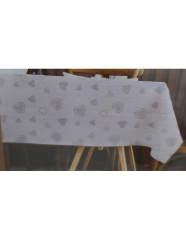 MANTEL ANTIMANCHAS CORAZON GRIS 150X200