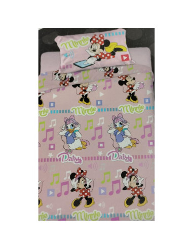 JUEGO DE SÁBANAS PIRINEO SUAVE MINNIE DAISY CAMA 90 ROSA