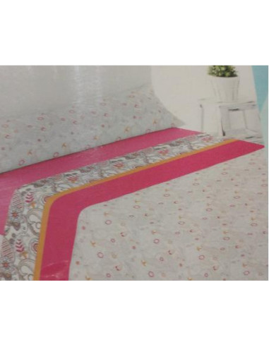 JUEGO DE SÁBANAS CORALINA CAMA 105 ROSA/NARANJA