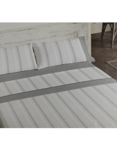 JUEGO DE SÁBANAS FRANELA CAMA 105 ZIG ZAG GRIS