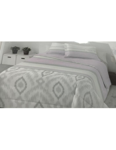 EDREDÓN SHERPA (BORREGUITO DEBAJO) CAMA 150 GRIS/ MALVA 