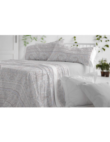 JUEGO DE SÁBANAS CAMA 150/160 DOS ALMOHADONES GRIS