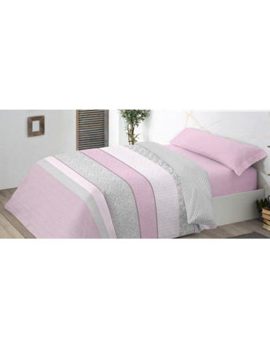 FUNDA NÓRDICA CAMA 150 (240X220) ROSA/GRIS