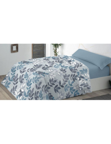 FUNDA NÓRDICA CAMA 90 (150X220) HOJA AZUL/GRIS