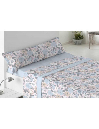 JUEGO DE SÁBANAS CORALINA BURRITO BLANCO CAMA 105 FLOR ROSA