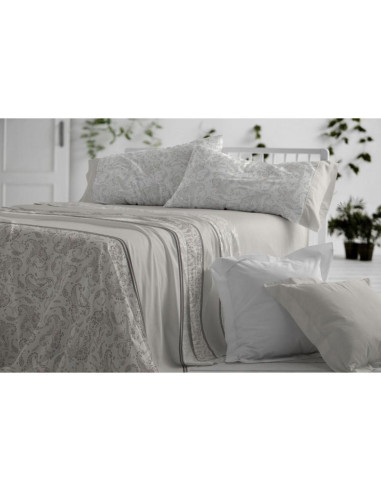 JUEGO DE SÁBANAS CAMA 150/160 DOS ALMOHADONES GRIS