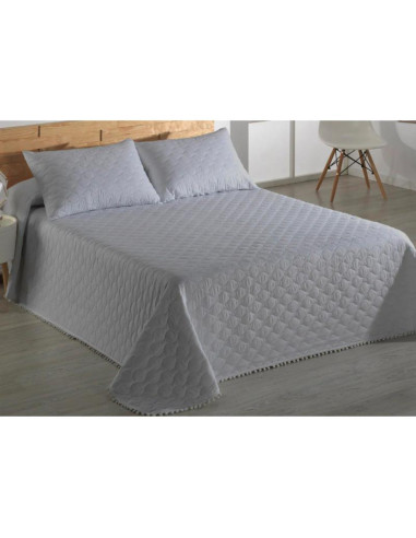 COLCHA BOUTI GRIS POMPONCITOS CAMA 135