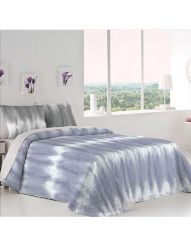 COLCHA BOUTI CAMA 105 REVERSIBLE GRIS/AZUL