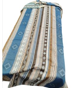 CORTINA RÚSTICA PUERTA LÍNEAS AZUL BEIG