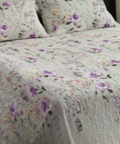 Colcha bouti Victoria gris floral 90