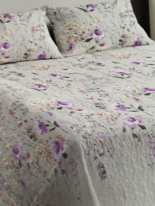 Colcha bouti Victoria gris floral 90