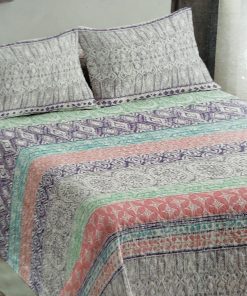 Colcha bouti cama 105 Nimes azul-rosa