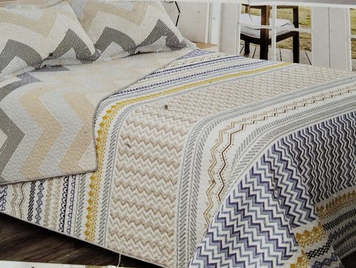 COLCHA BOUTI REVERSIBLE CAMA 150 AZUL/MOSTAZA