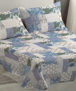 Colcha bouti reversible cama 135 patchwork azul/blanco