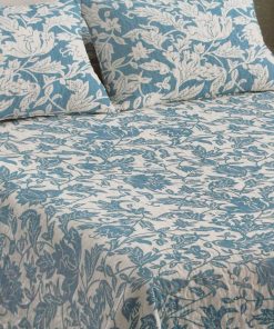 Colcha bouti verano cama 135 flores azul/blanco