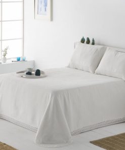 COLCHA DISEÑO ENCAJE BLANCA