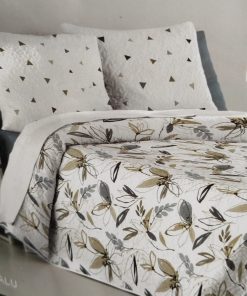 COLCHA BOUTI CAMA 105 REVERSIBLE MALÚ OLIVA/GRIS