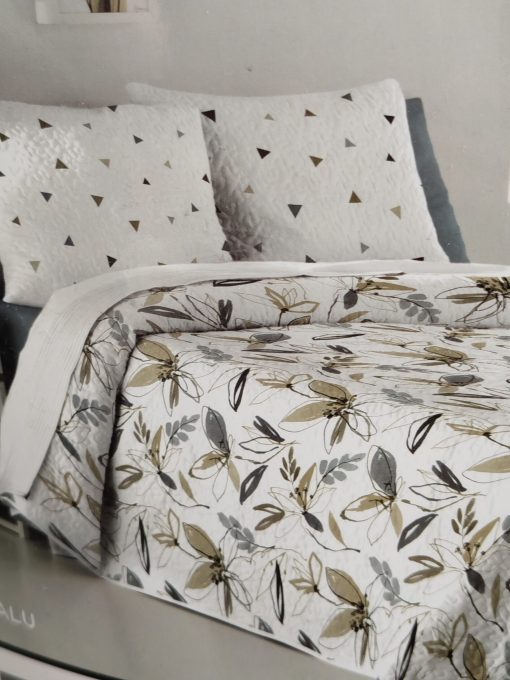 COLCHA BOUTI CAMA 105 REVERSIBLE MALÚ OLIVA/GRIS