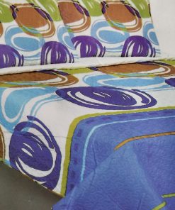 COLCHA BOUTI CÍRCULOS VERDES, NARANJA, AZUL CAMA 135