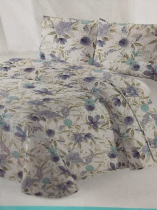 COLCHA BOUTI CAMA 135 BEJAR FLORAL VERDES/AZUL