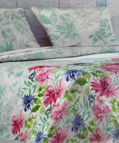 COLCHA BOUTI REVERSIBLE ROSALIA VERDE/ROSA CAMA 150