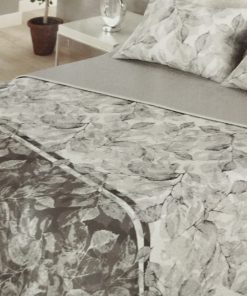 COLCHA BOUTI HOJAS GRIS CAMA 150