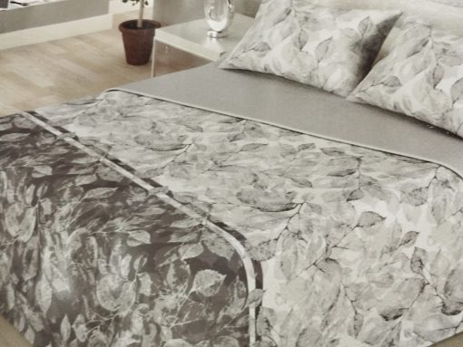 COLCHA BOUTI HOJAS GRIS CAMA 150