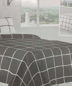 COLCHA BOUTI CUADROS GRIS 135 REVERSIBLE