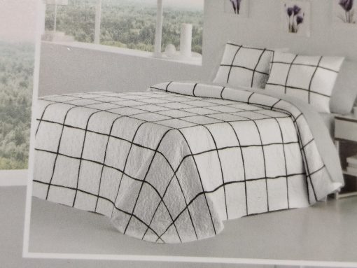 COLCHA BOUTI CUADROS GRIS 135 REVERSIBLE - Imagen 2