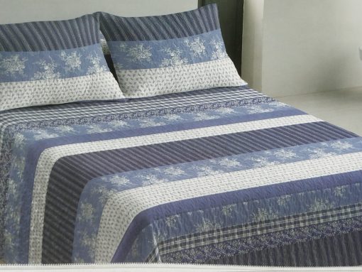 COLCHA BOUTI CAMA 135 AZUL BLANCA
