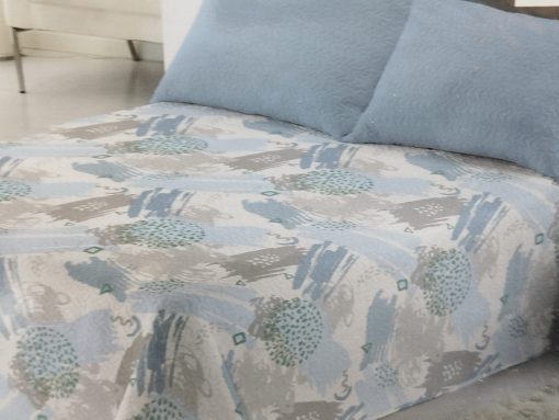 COLCHA BOUTI CAMA 135 PINTADAS GRIS/AZUL