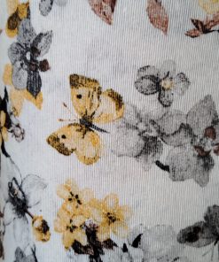 Tela loneta por metro estampada mariposa mostaza