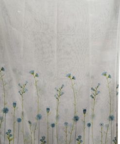 Cortina corta verde azul floral