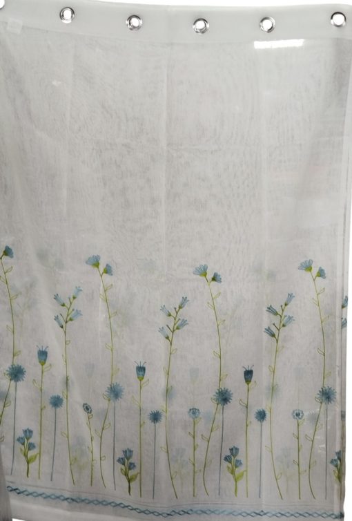 Cortina corta verde azul floral