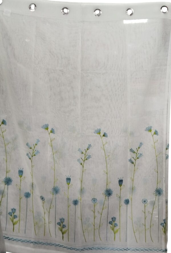 Cortina corta verde azul floral