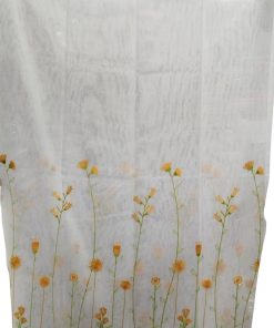 Cortina corta floral naranja verde